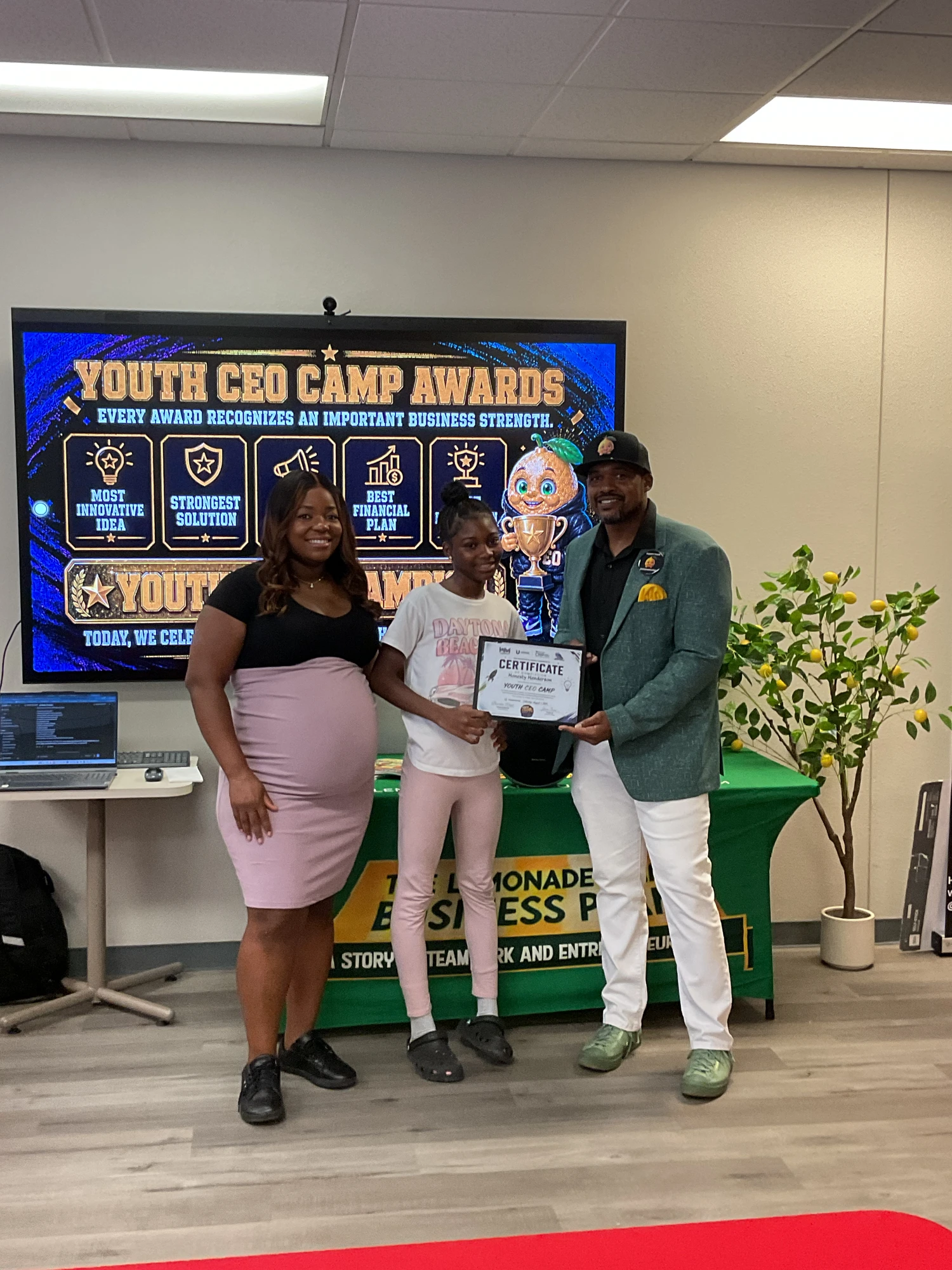 Lemarie Watson celebrating her Youth CEO Camp certificate