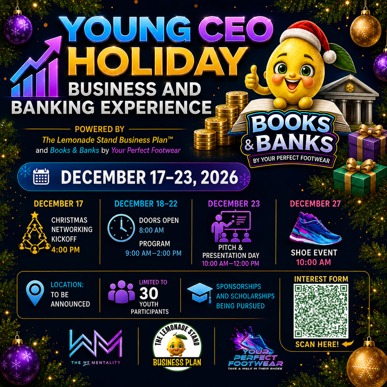 Young CEO Holiday Business and Banking Experience — December 17-23, 2026 flyer